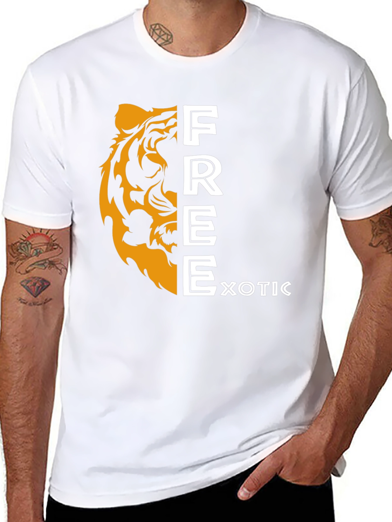 Exotic Free Tiger Graphic T-Shirt - Black