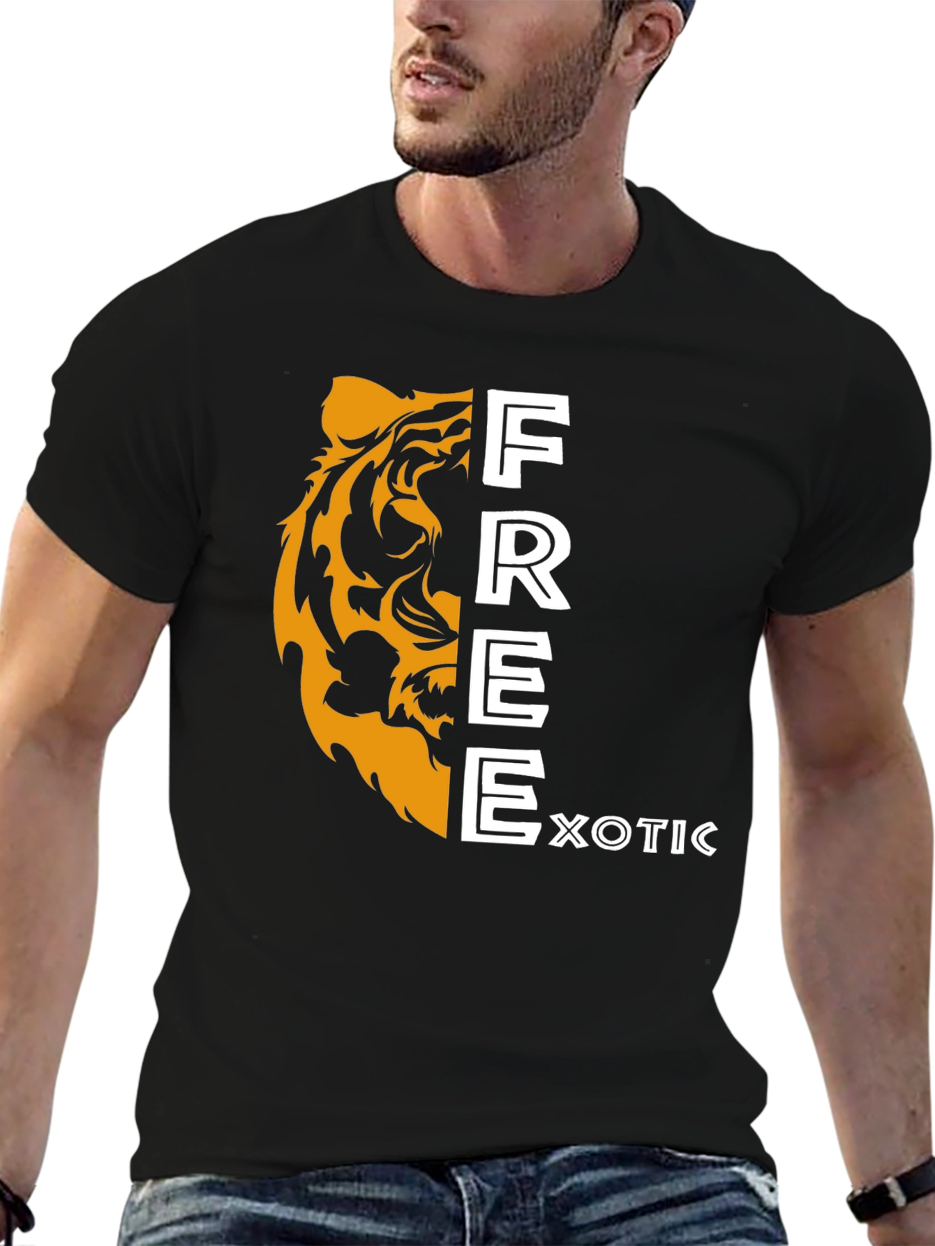 Exotic Free Tiger Graphic T-Shirt - Black