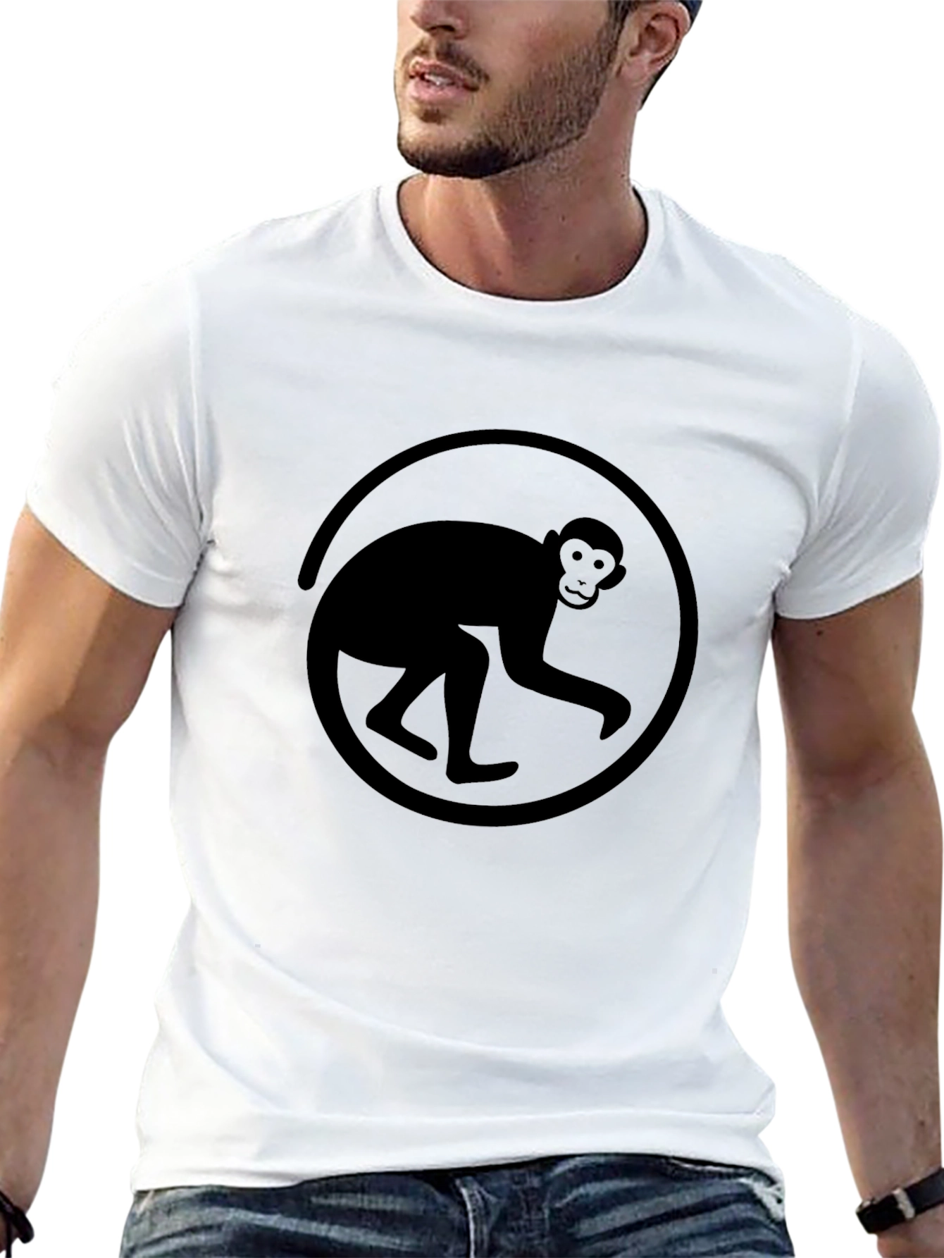 Monkey Silhouette Graphic Tee - Black