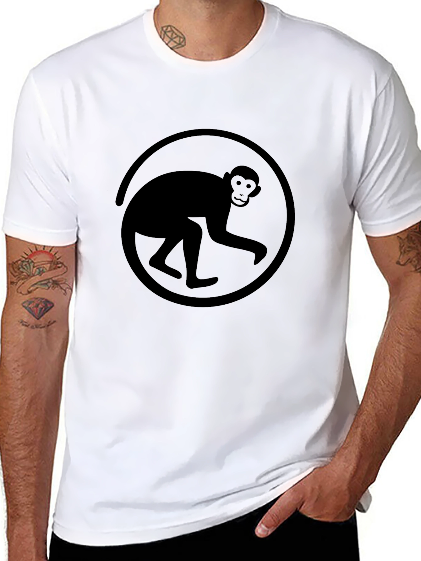 Monkey Silhouette Graphic Tee - Black