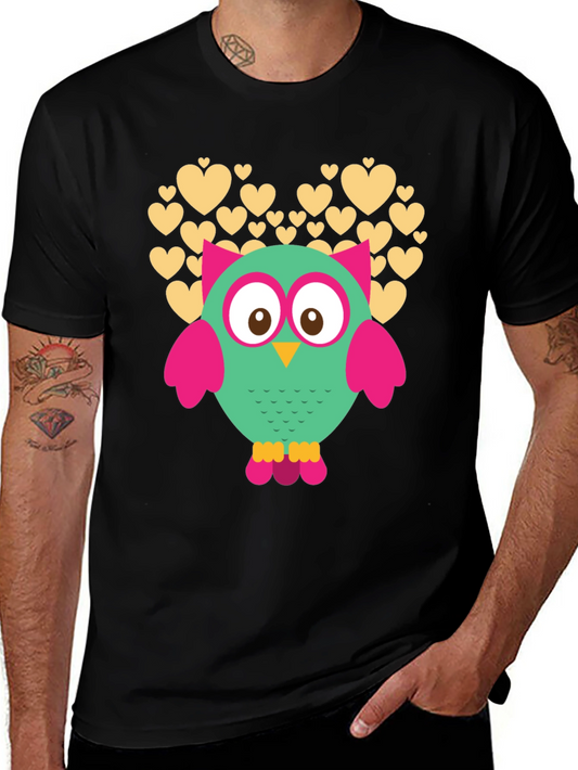 Owl Heart Graphic Black T-Shirt