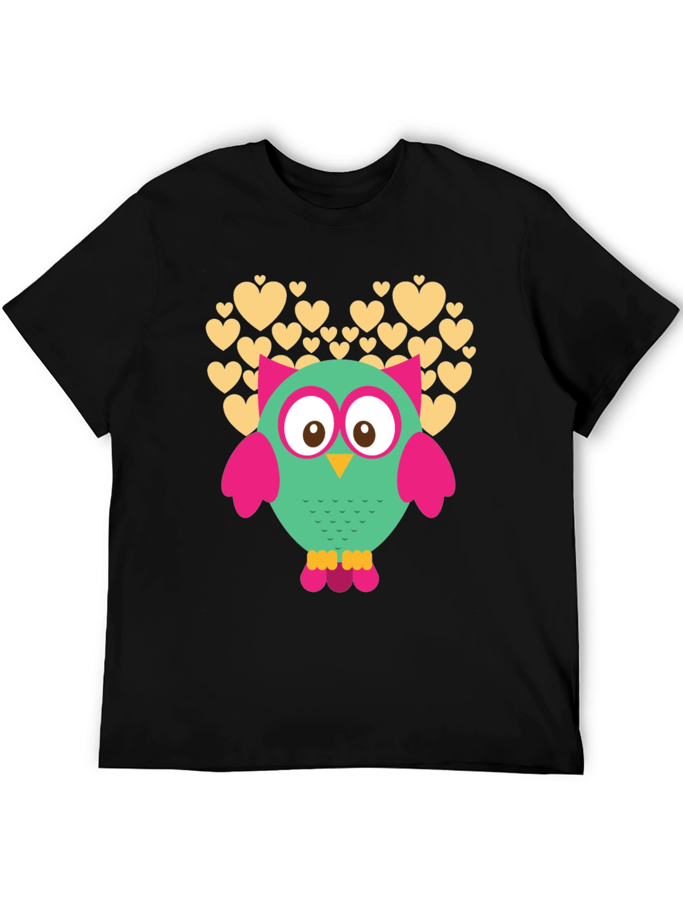 Owl Heart Graphic Black T-Shirt