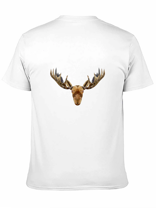 Geometric Moose Head Graphic Tee - Black
