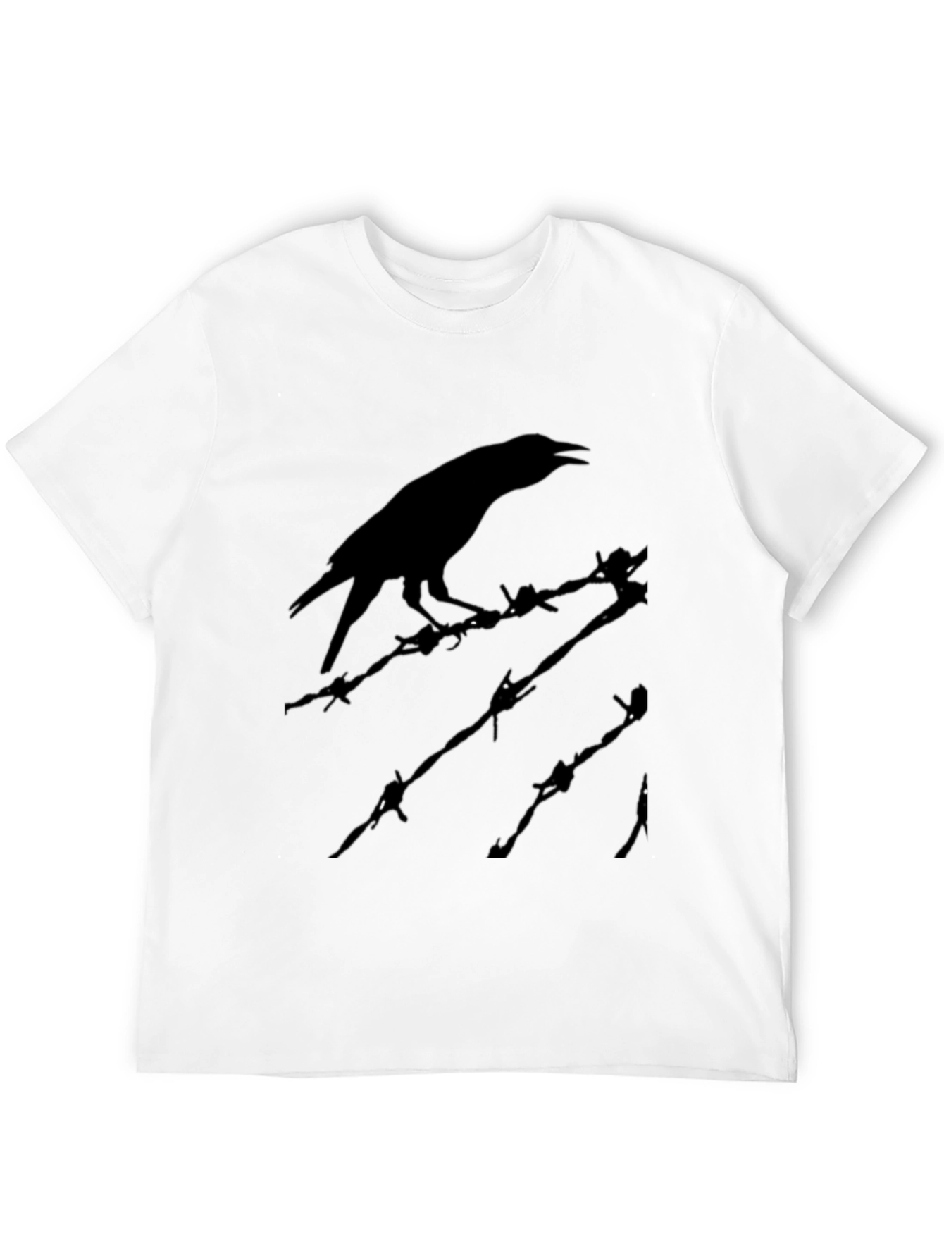 Raven on Barbed Wire T-Shirt - Edgy Graphic Tee
