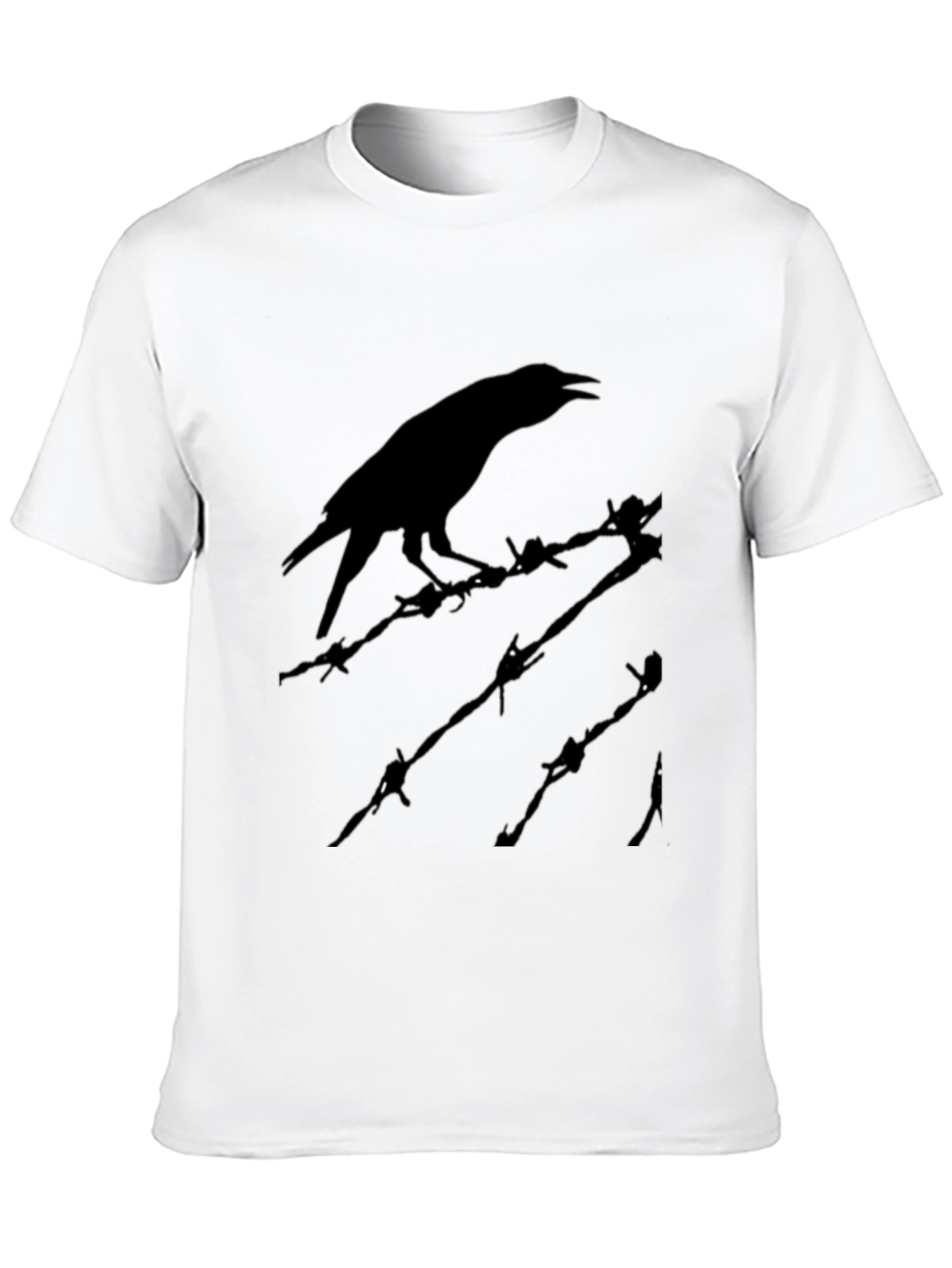 Raven on Barbed Wire T-Shirt - Edgy Graphic Tee