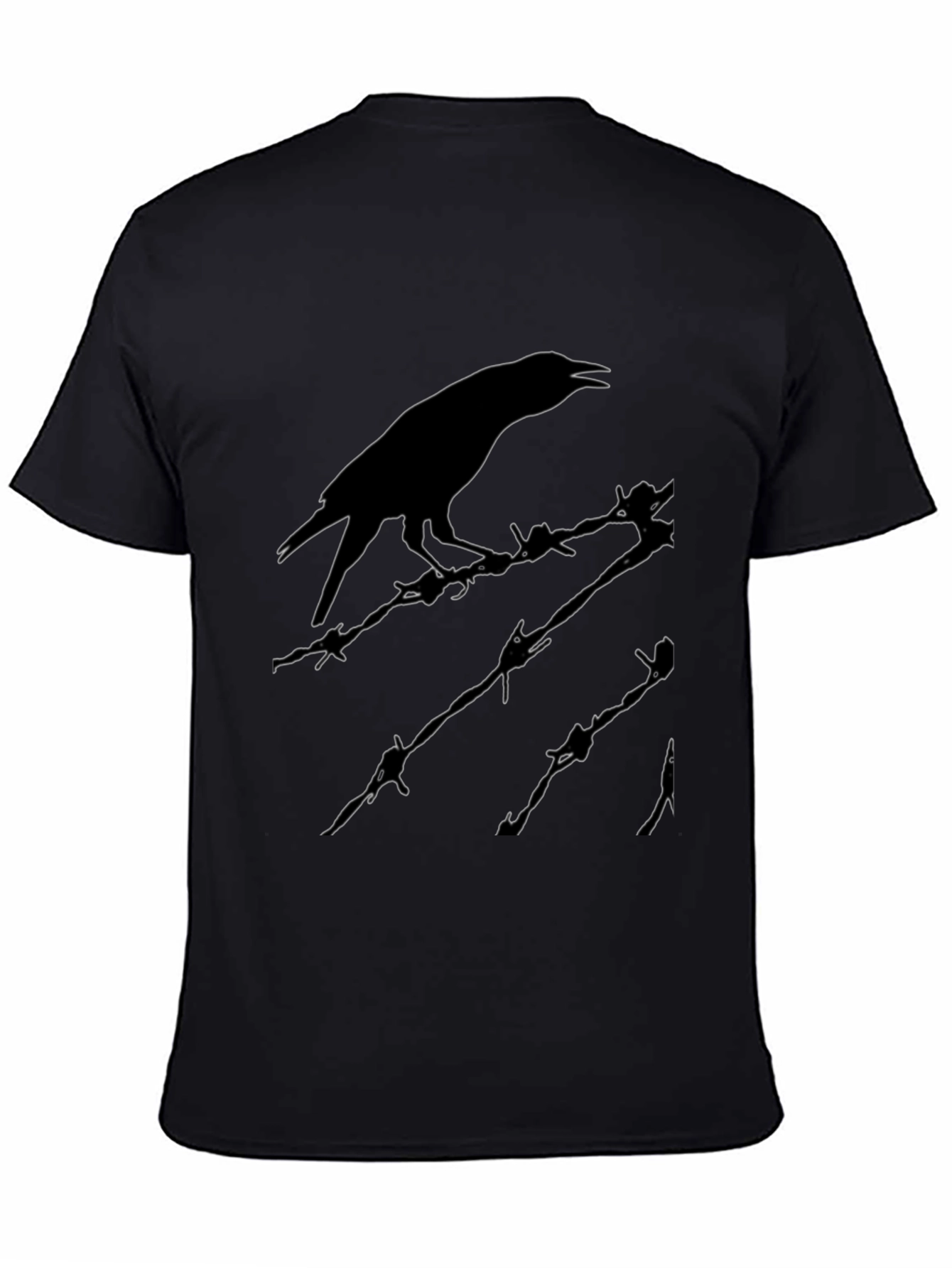 Raven on Barbed Wire T-Shirt - Edgy Graphic Tee