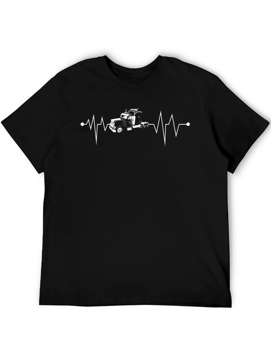 Truck Heartbeat Graphic Tee - Black