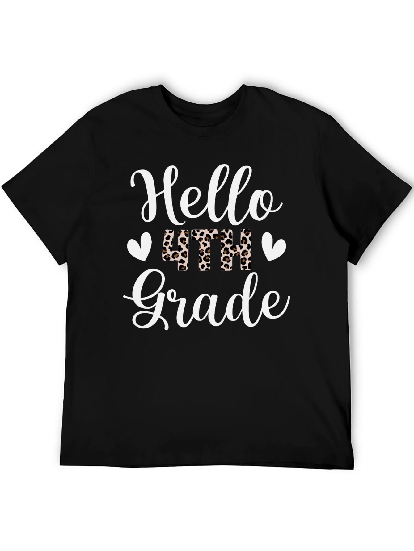 Hello 4th Grade Leopard Print Teacher Shirt