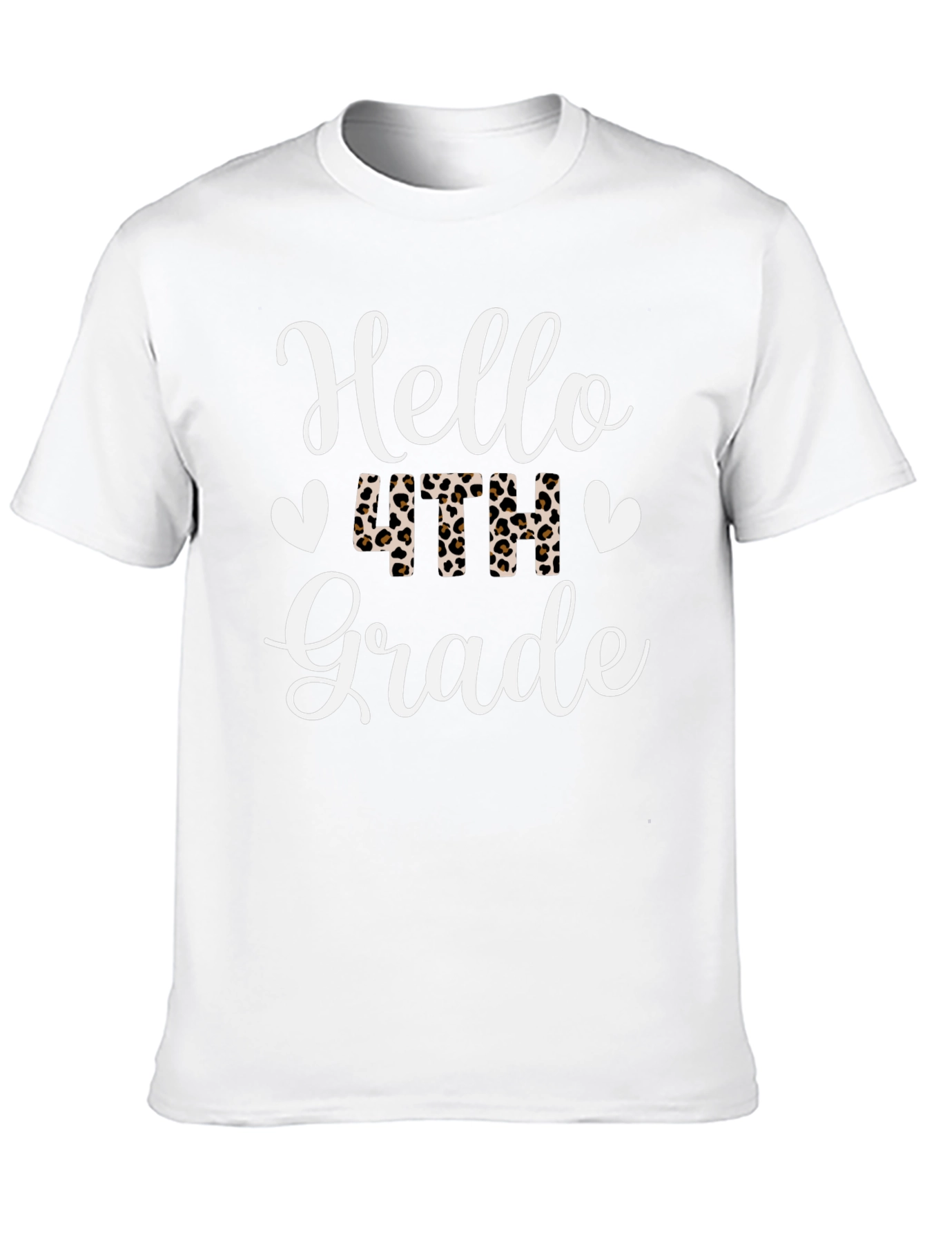 Hello 4th Grade Leopard Print Teacher Shirt