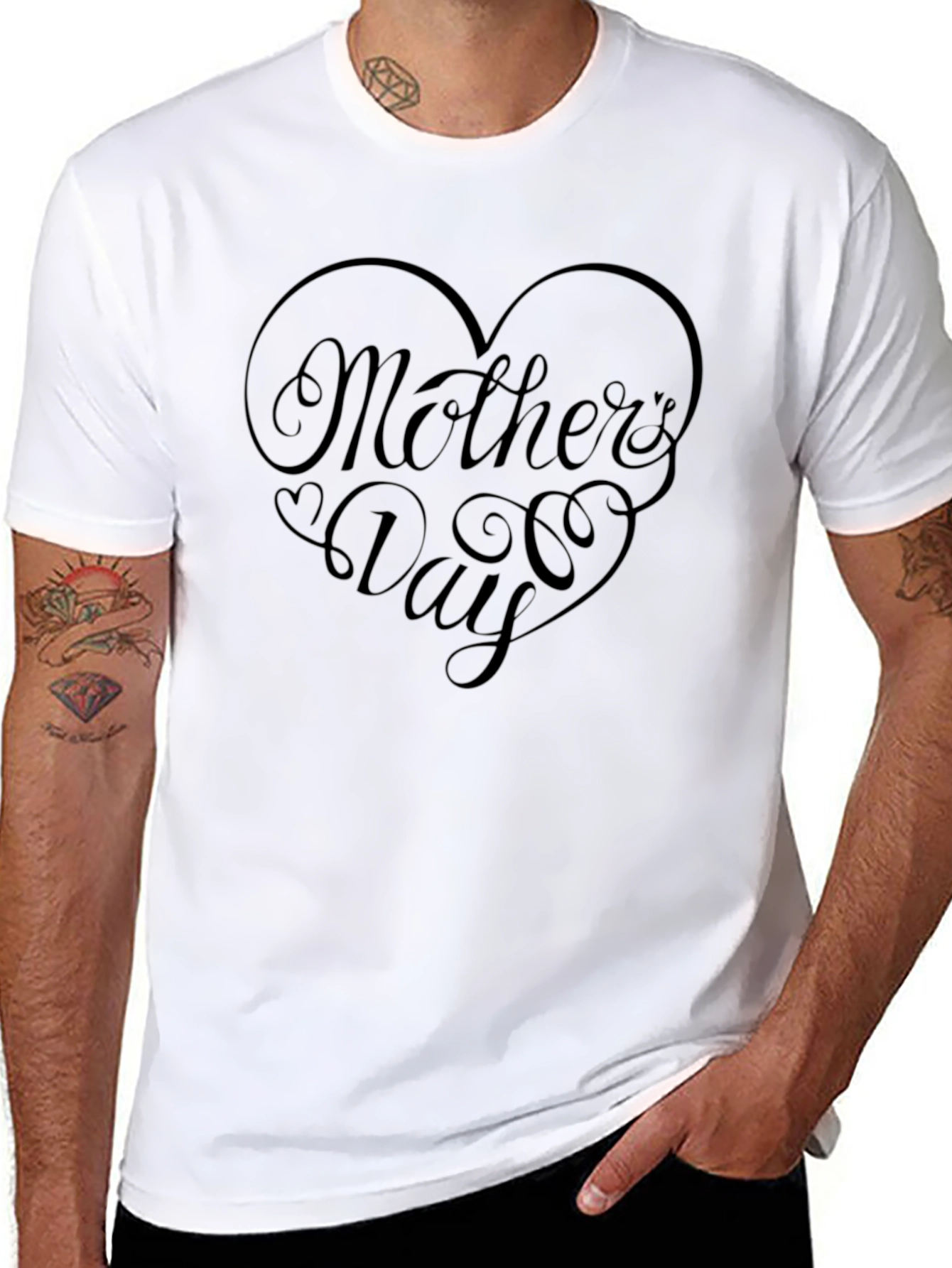Mothers Day Heart Graphic Tee - Black