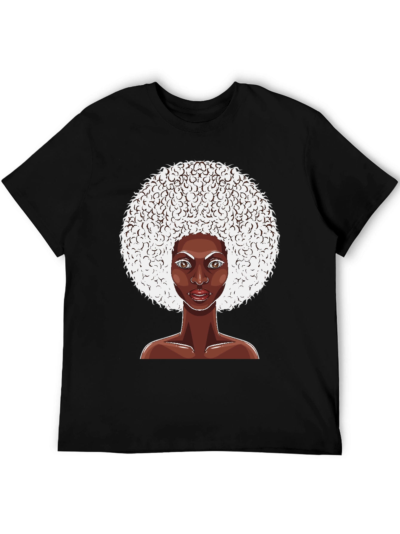 Afro Woman Graphic Tee - Black Cotton T-Shirt
