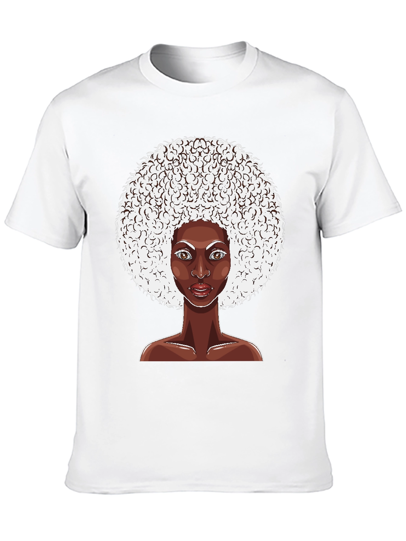 Afro Woman Graphic Tee - Black Cotton T-Shirt