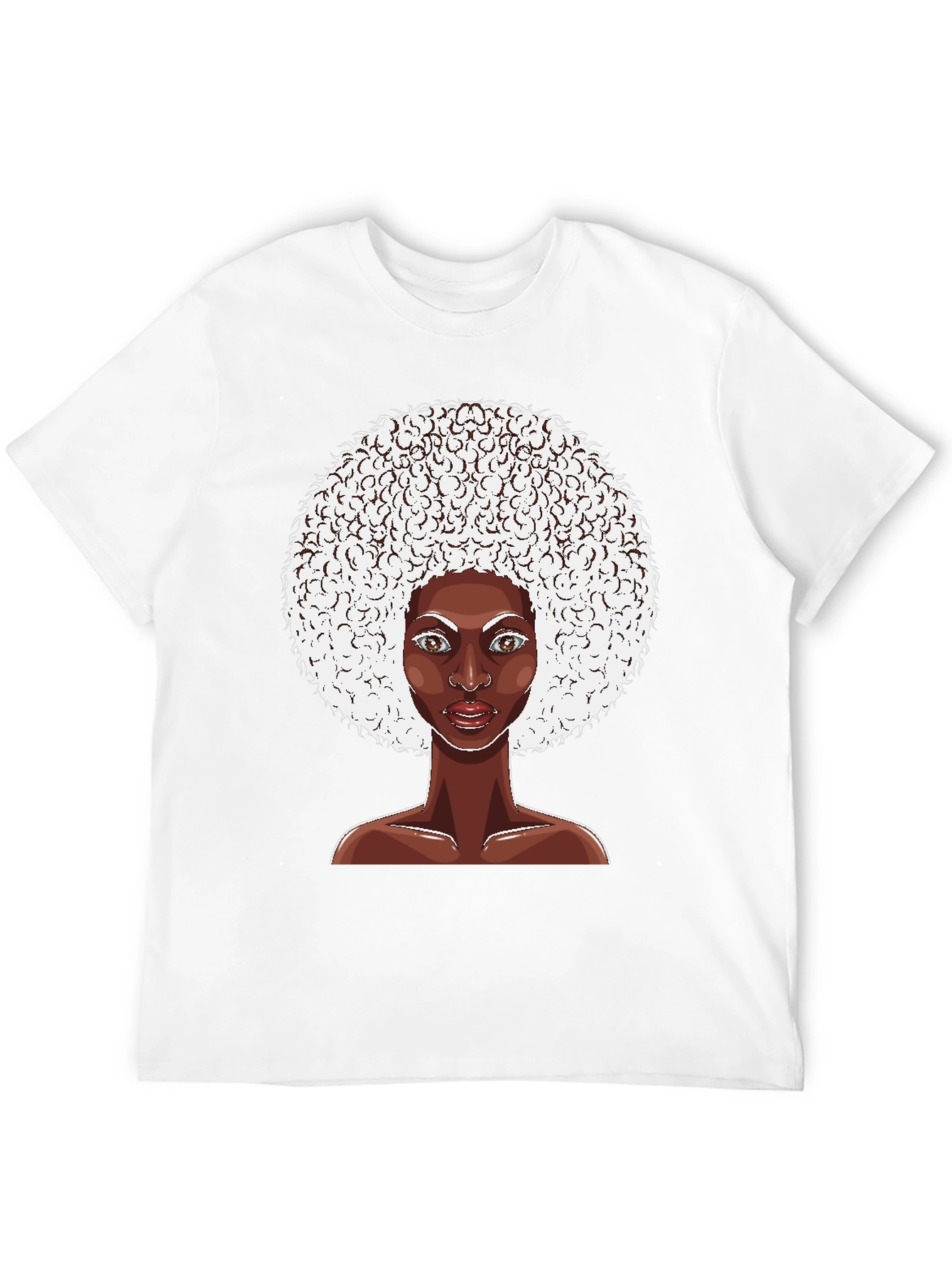 Afro Woman Graphic Tee - Black Cotton T-Shirt