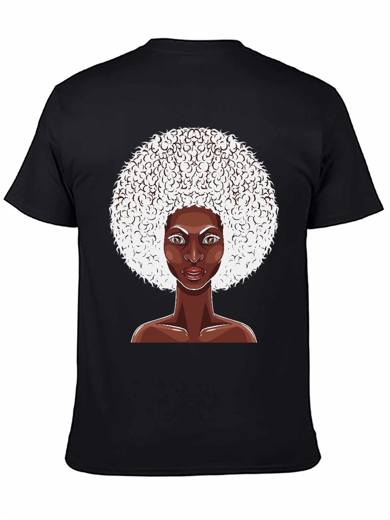 Afro Woman Graphic Tee - Black Cotton T-Shirt