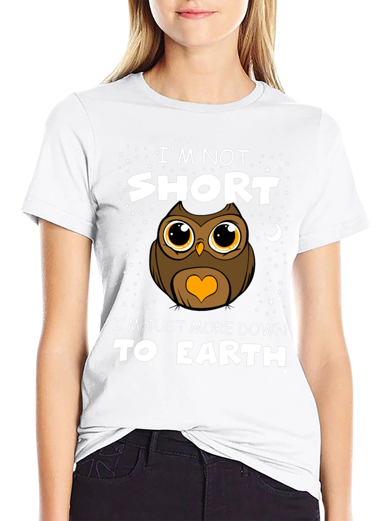 Funny Owl Graphic T-Shirt: Im Not Short