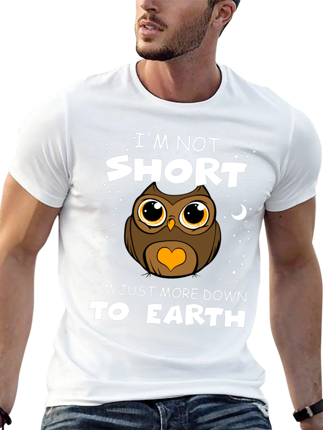 Funny Owl Graphic T-Shirt: Im Not Short