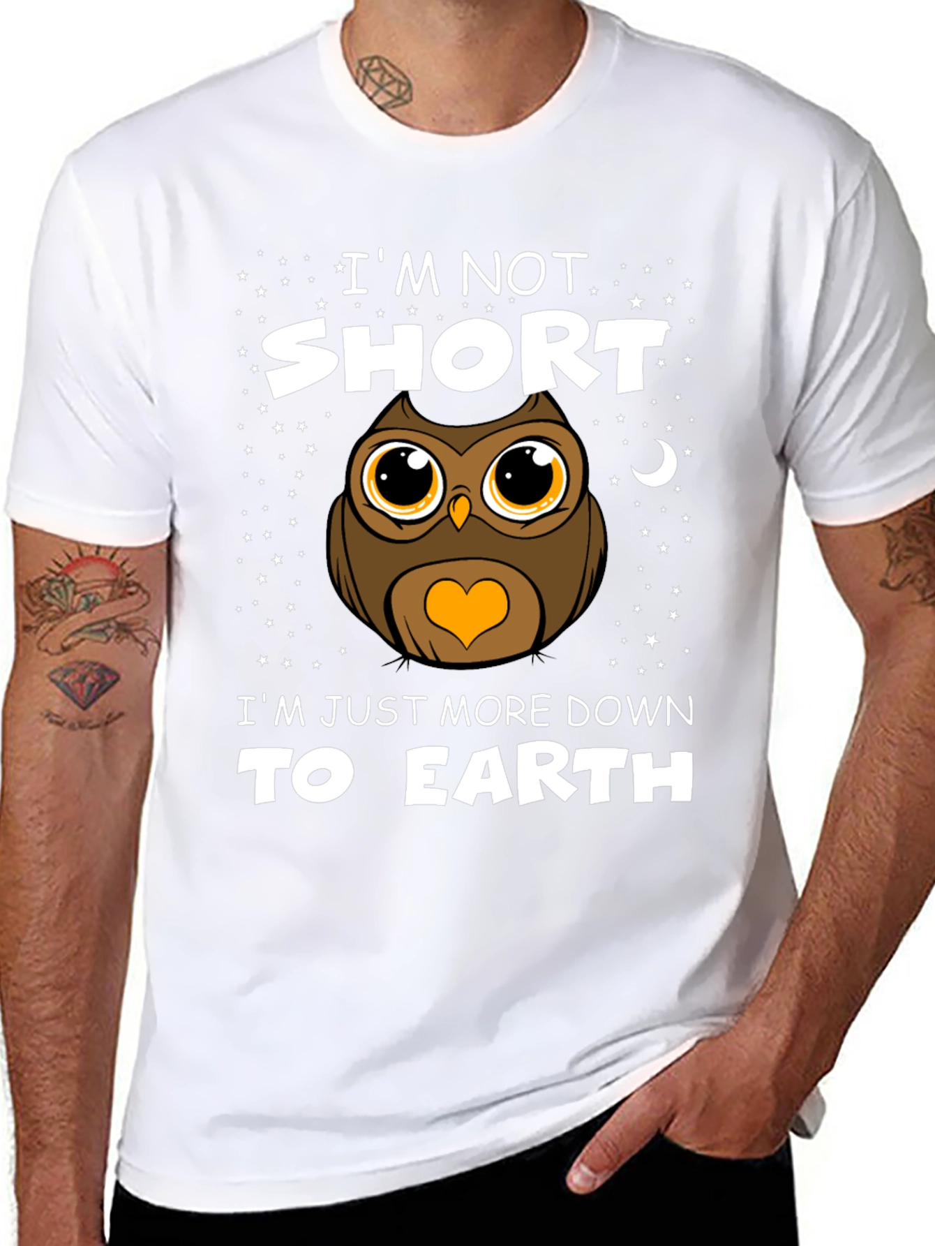 Funny Owl Graphic T-Shirt: Im Not Short
