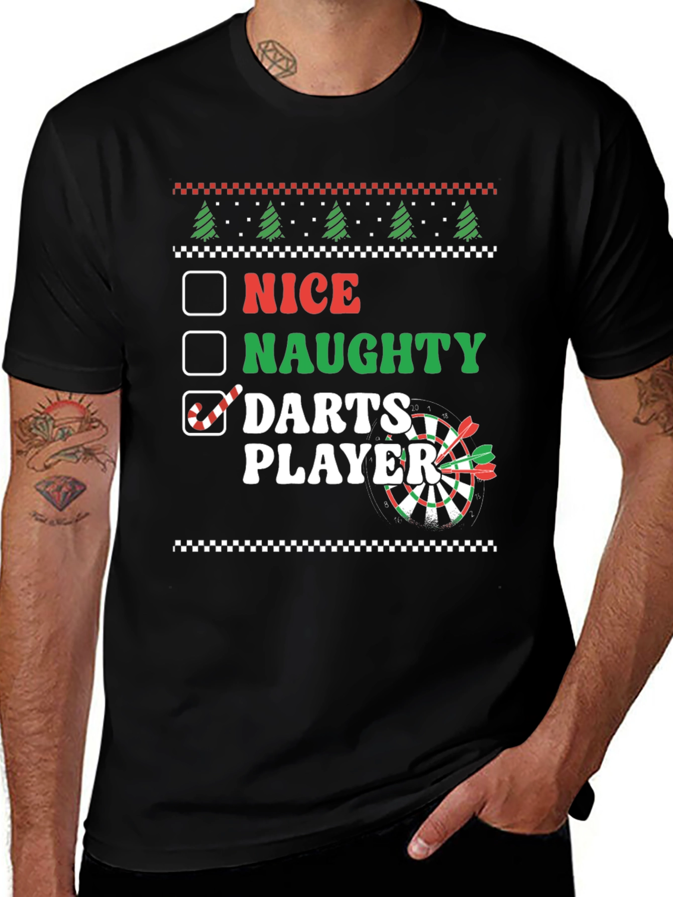 Nice Naughty Darts Player Graphic T-Shirt