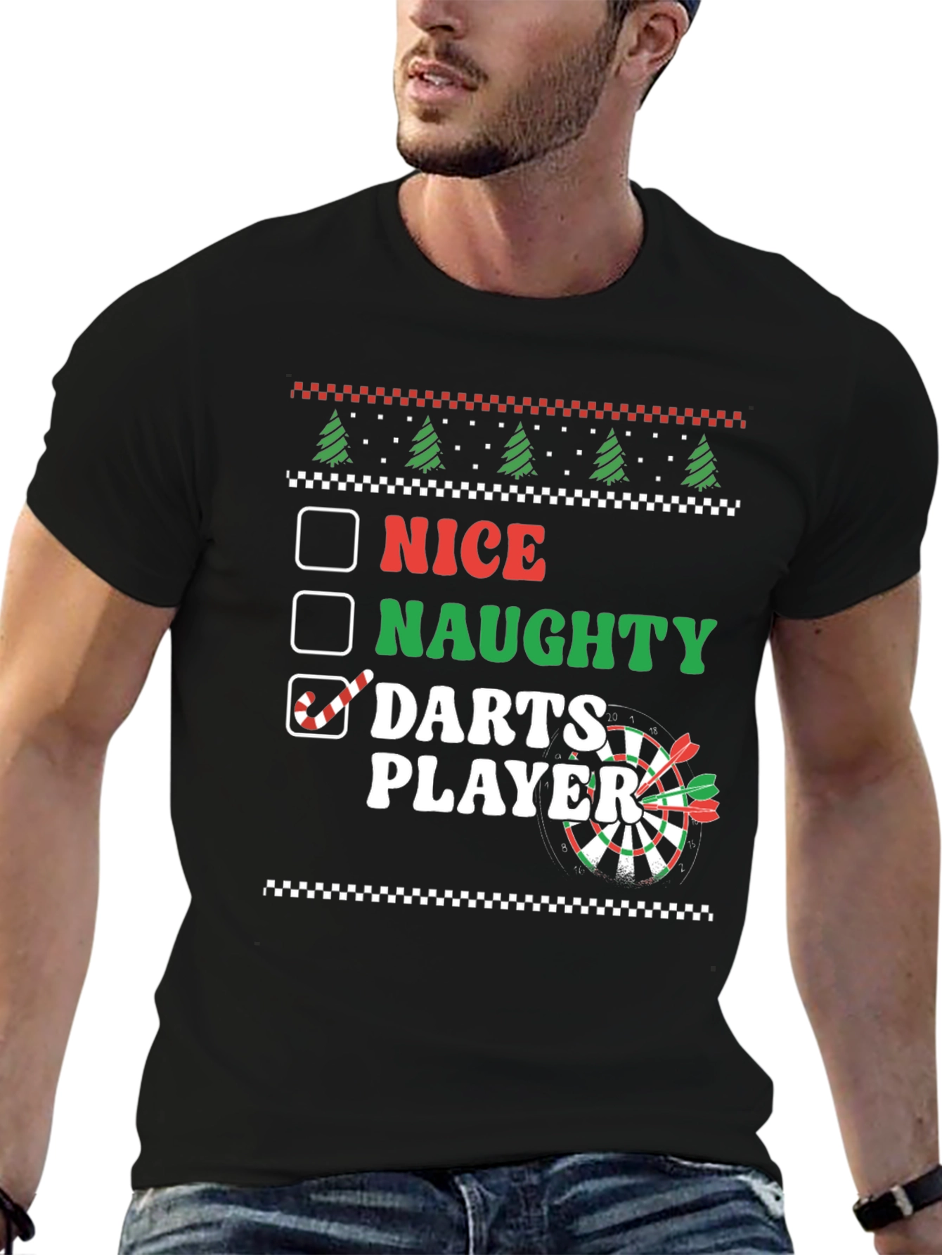 Nice Naughty Darts Player Graphic T-Shirt
