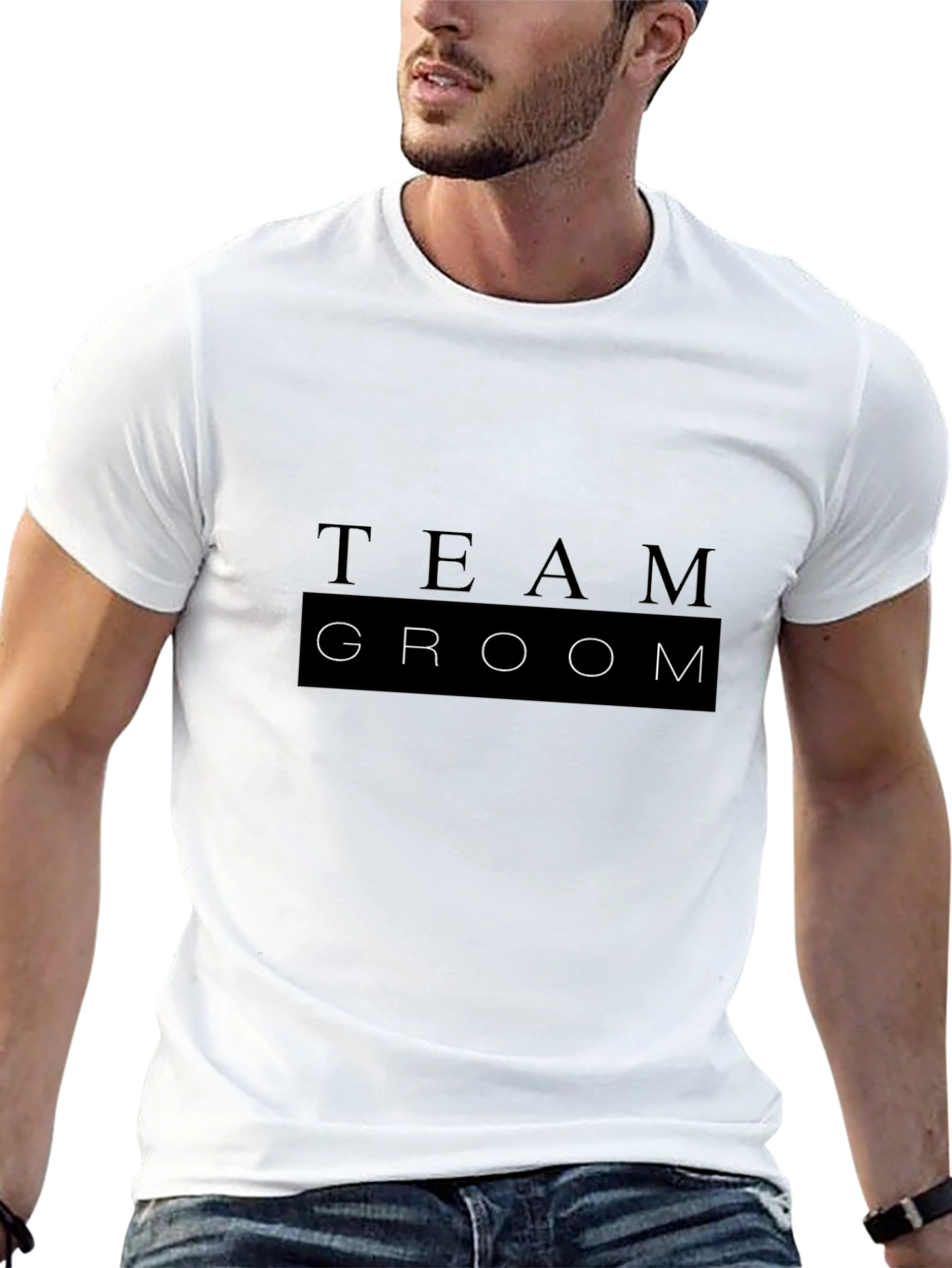Team Groom Black Crewneck T-Shirt