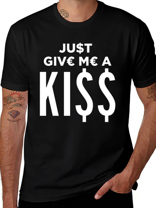 Just Give Me A Kiss Graphic Tee - Black Short Sleeve