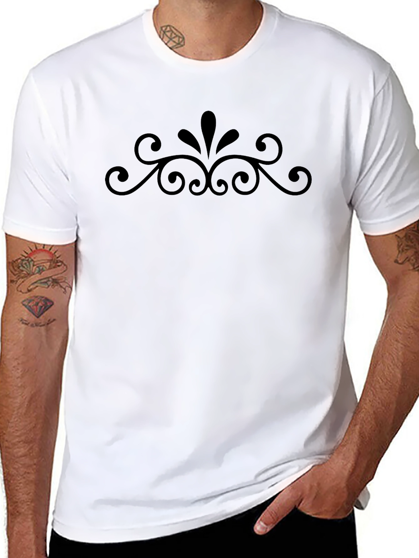Elegant Swirls Black T-Shirt - Stylish Comfort