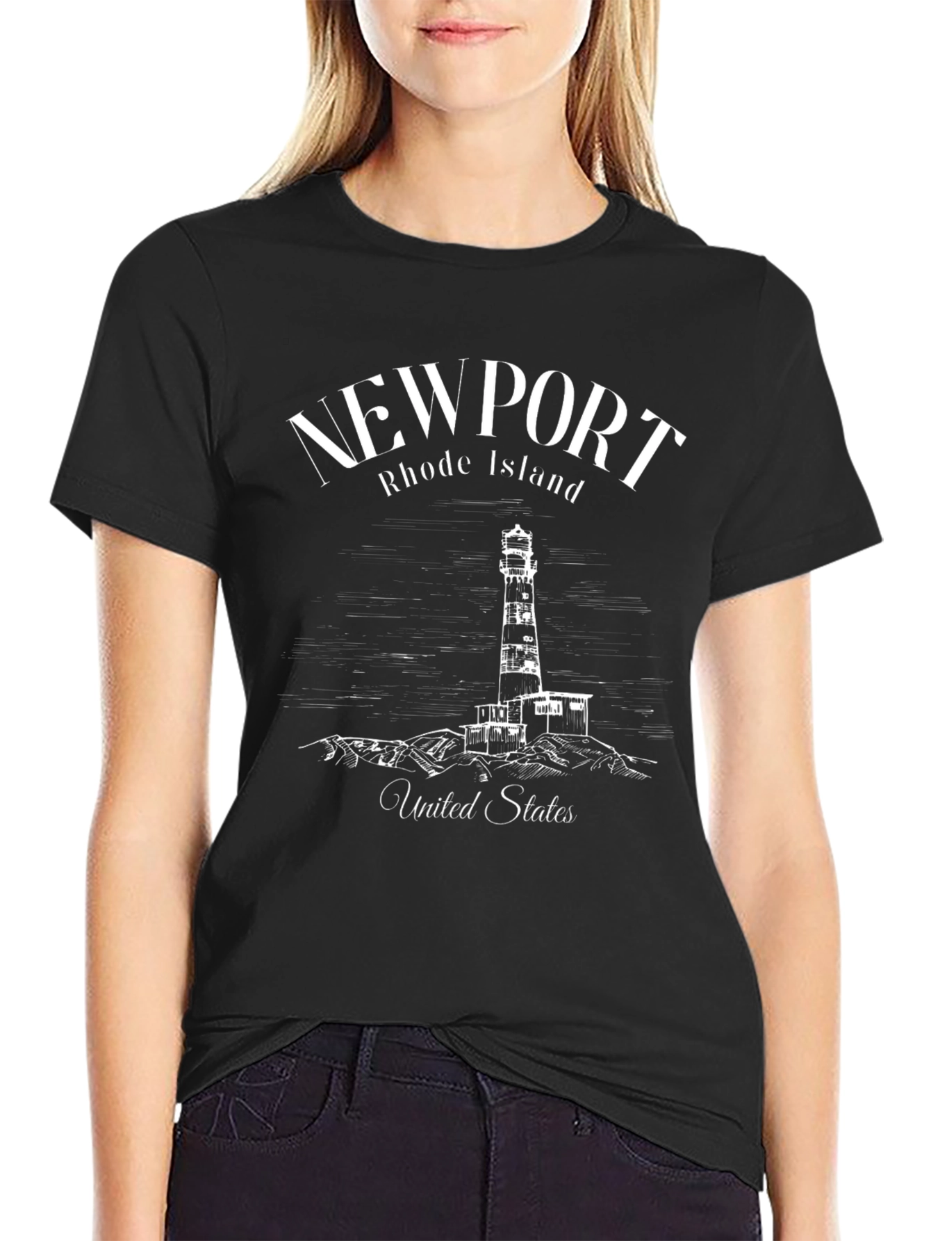 Newport Rhode Island Lighthouse Graphic T-Shirt