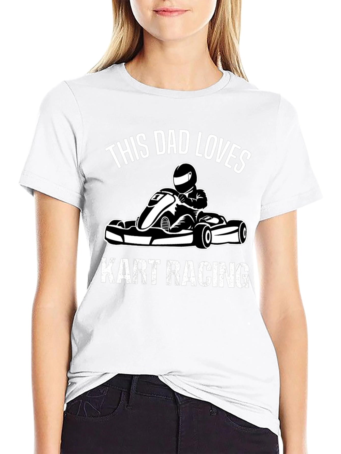 Dad Loves Kart Racing Black T-Shirt