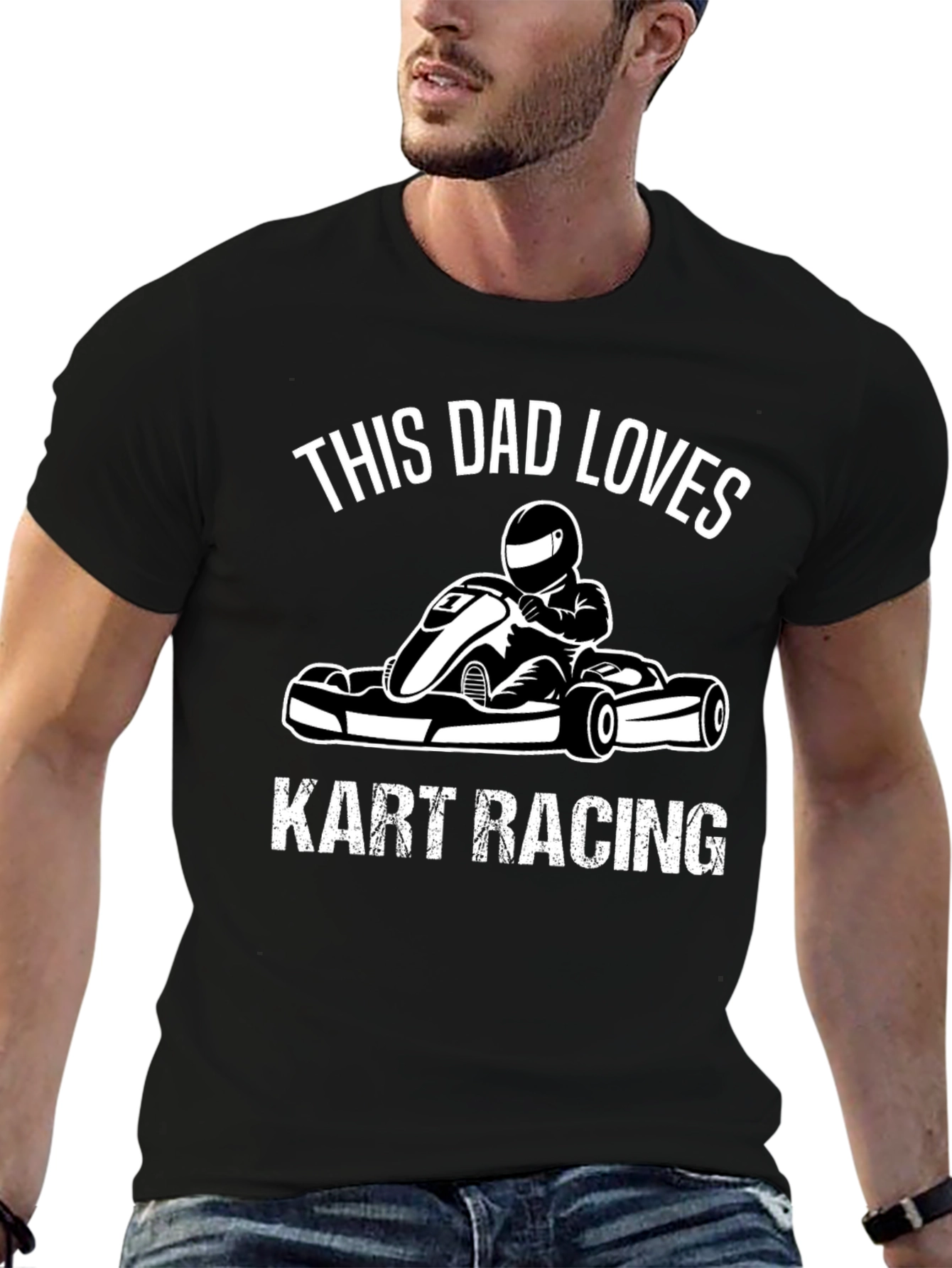 Dad Loves Kart Racing Black T-Shirt