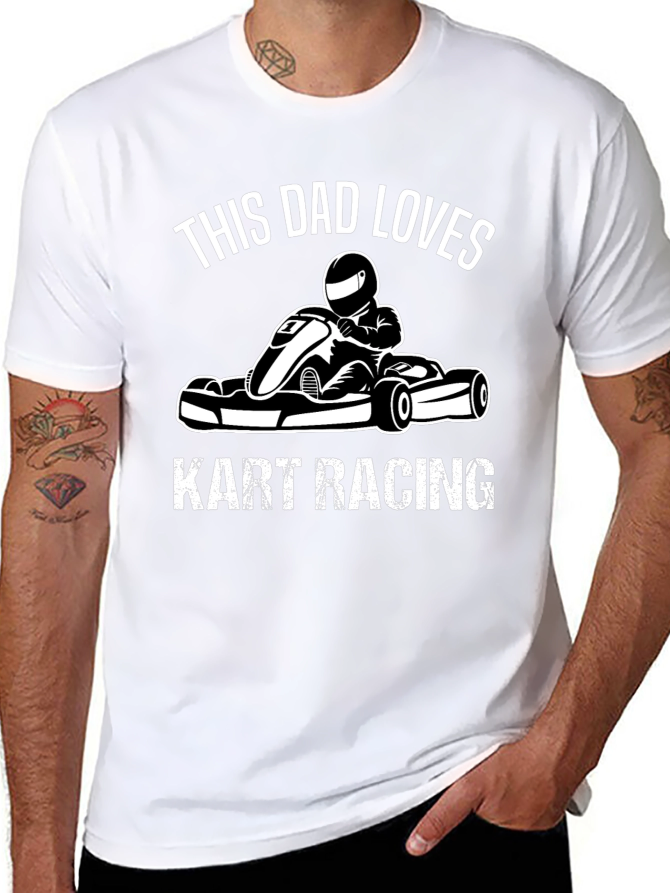 Dad Loves Kart Racing Black T-Shirt