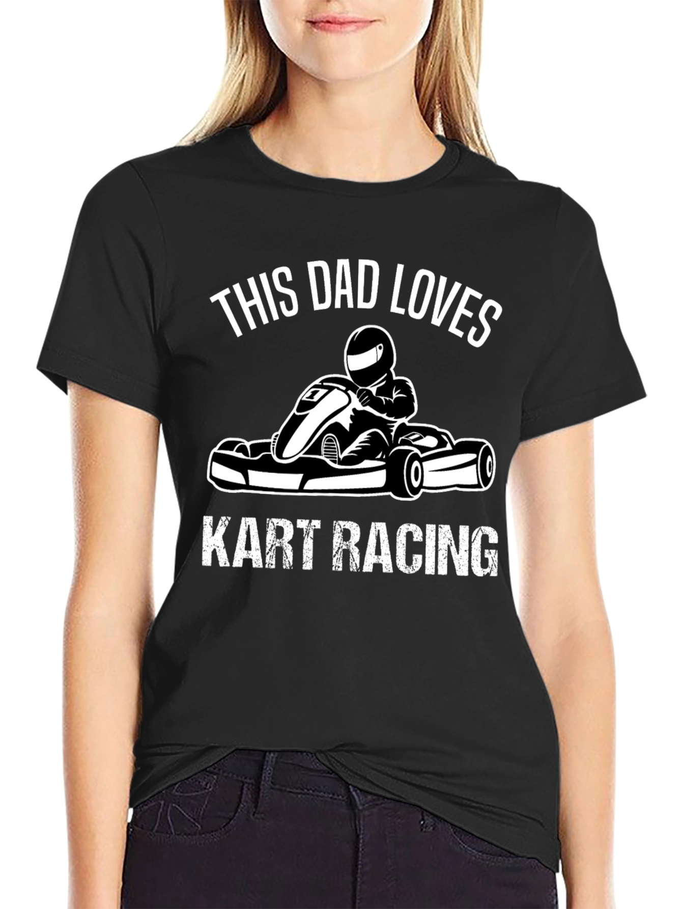 Dad Loves Kart Racing Black T-Shirt