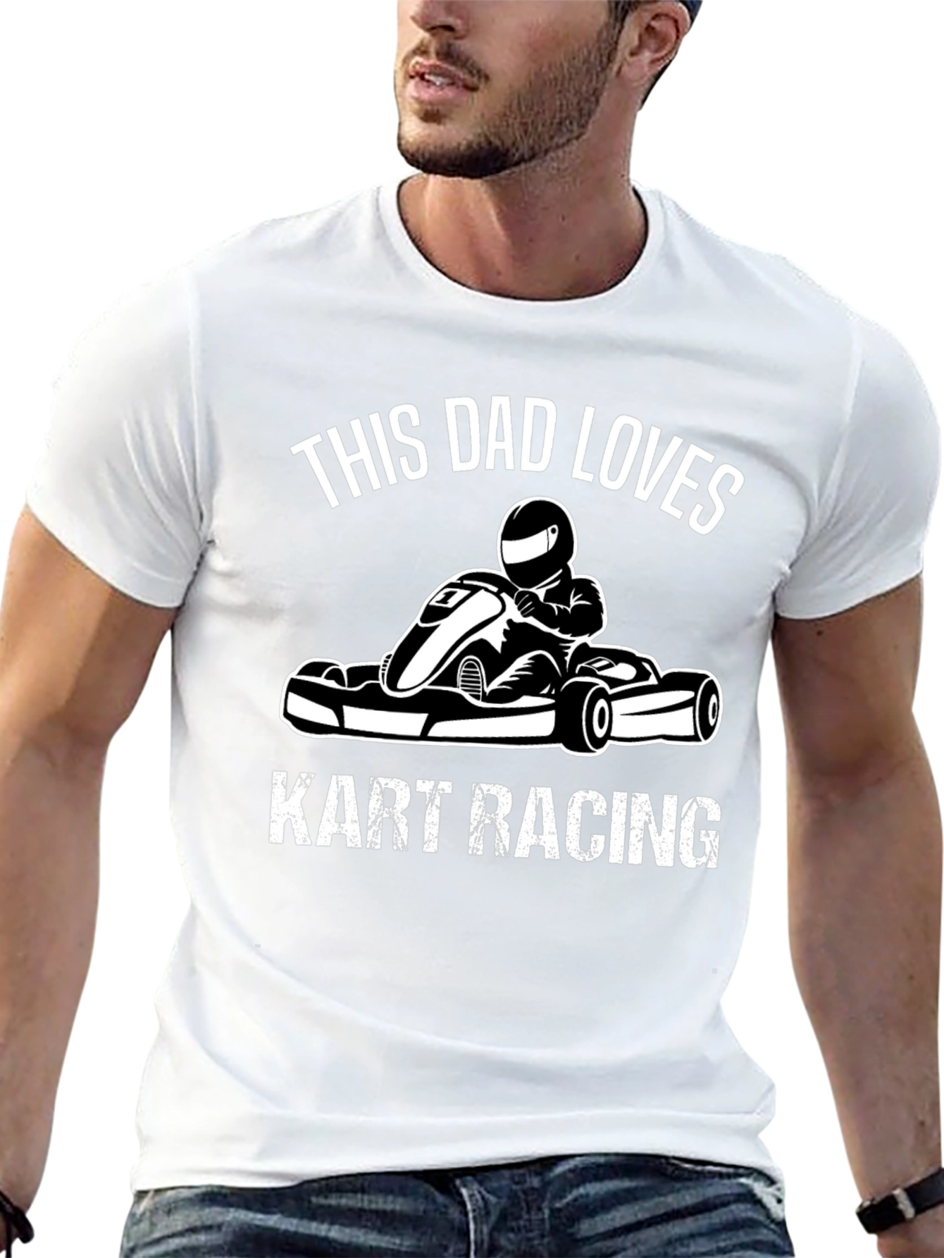 Dad Loves Kart Racing Black T-Shirt