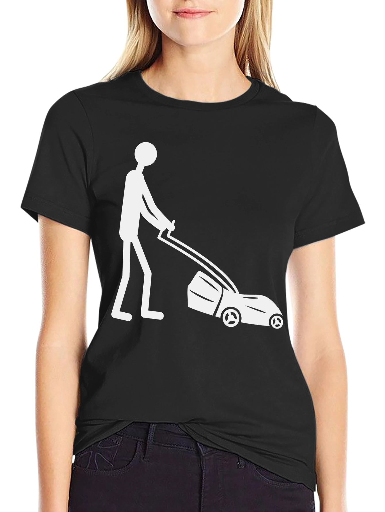Lawn Mower Stick Figure Graphic Tee