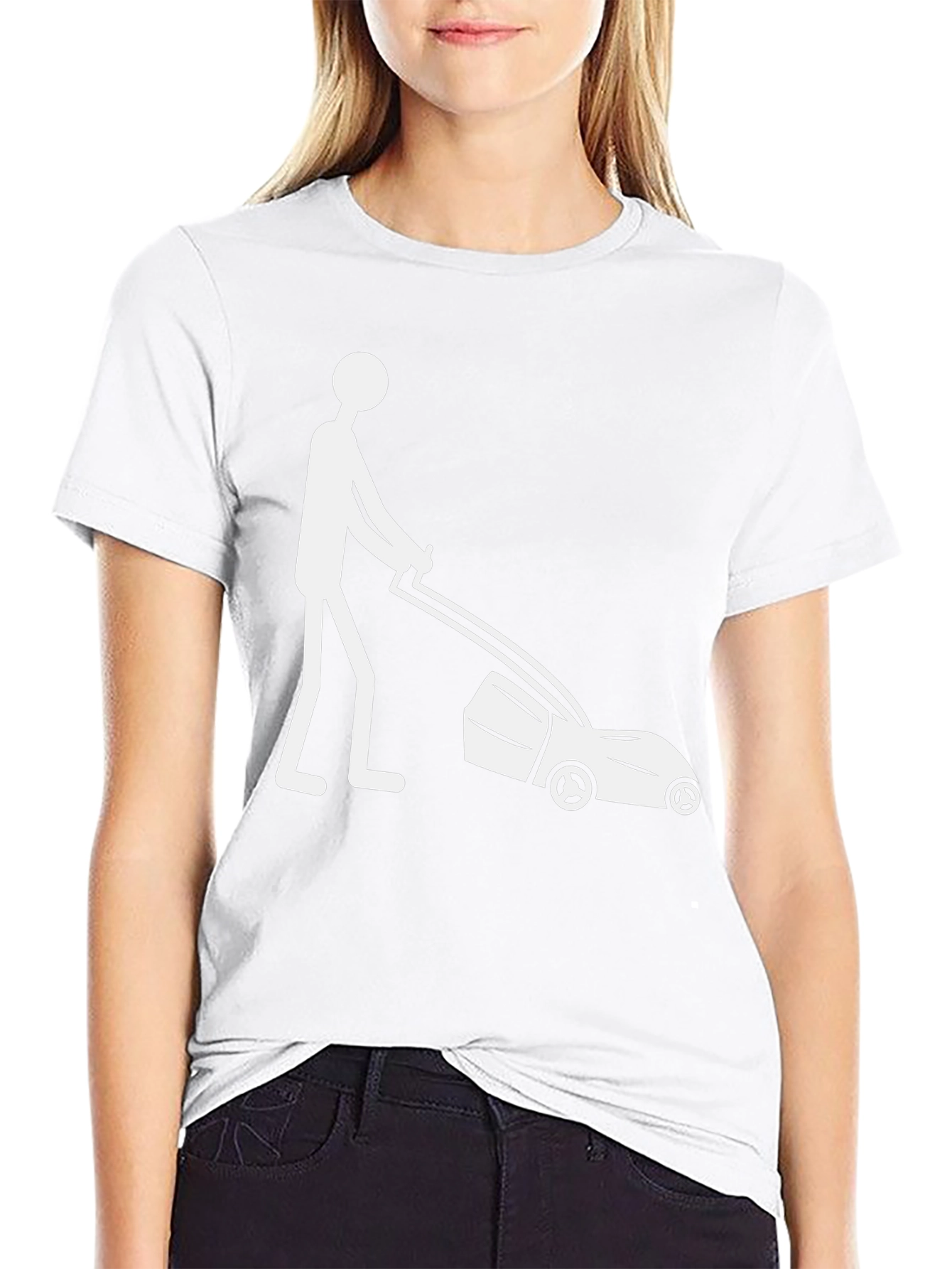 Lawn Mower Stick Figure Graphic Tee