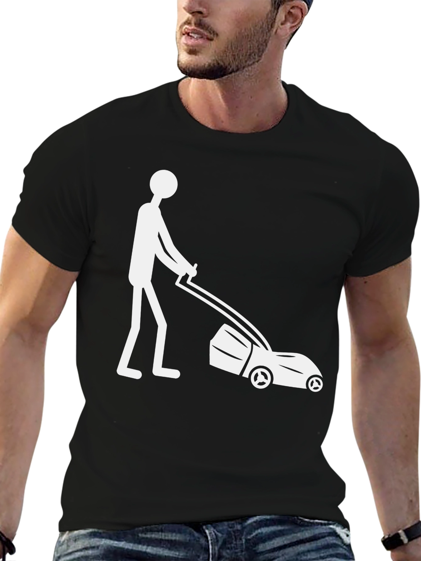 Lawn Mower Stick Figure Graphic Tee