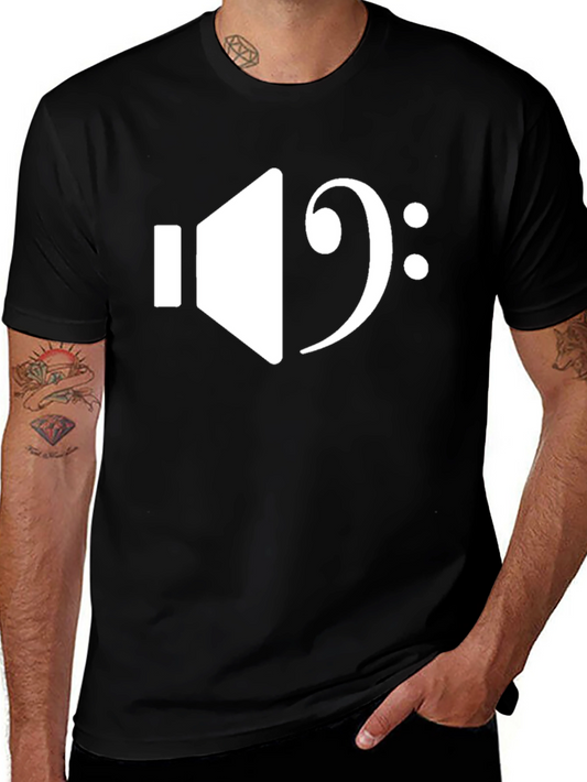 Music Lover Graphic Tee - Bass Clef & Speaker Shirt