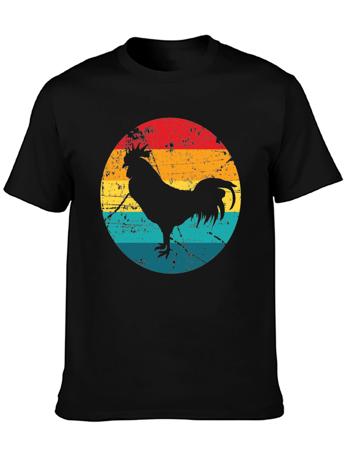 Retro Rooster Graphic Tee - Black