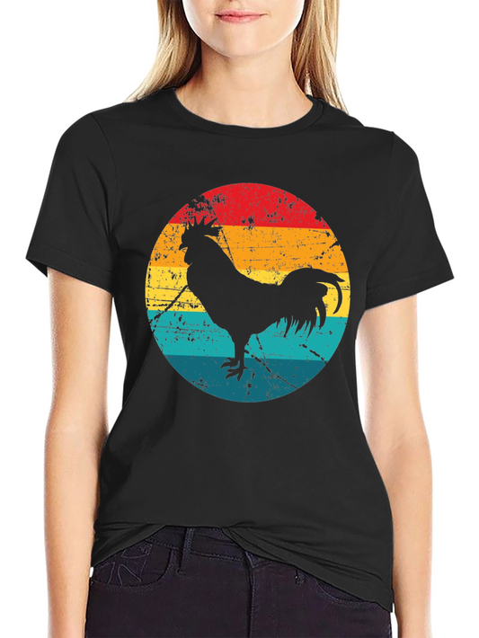 Retro Rooster Graphic Tee - Black