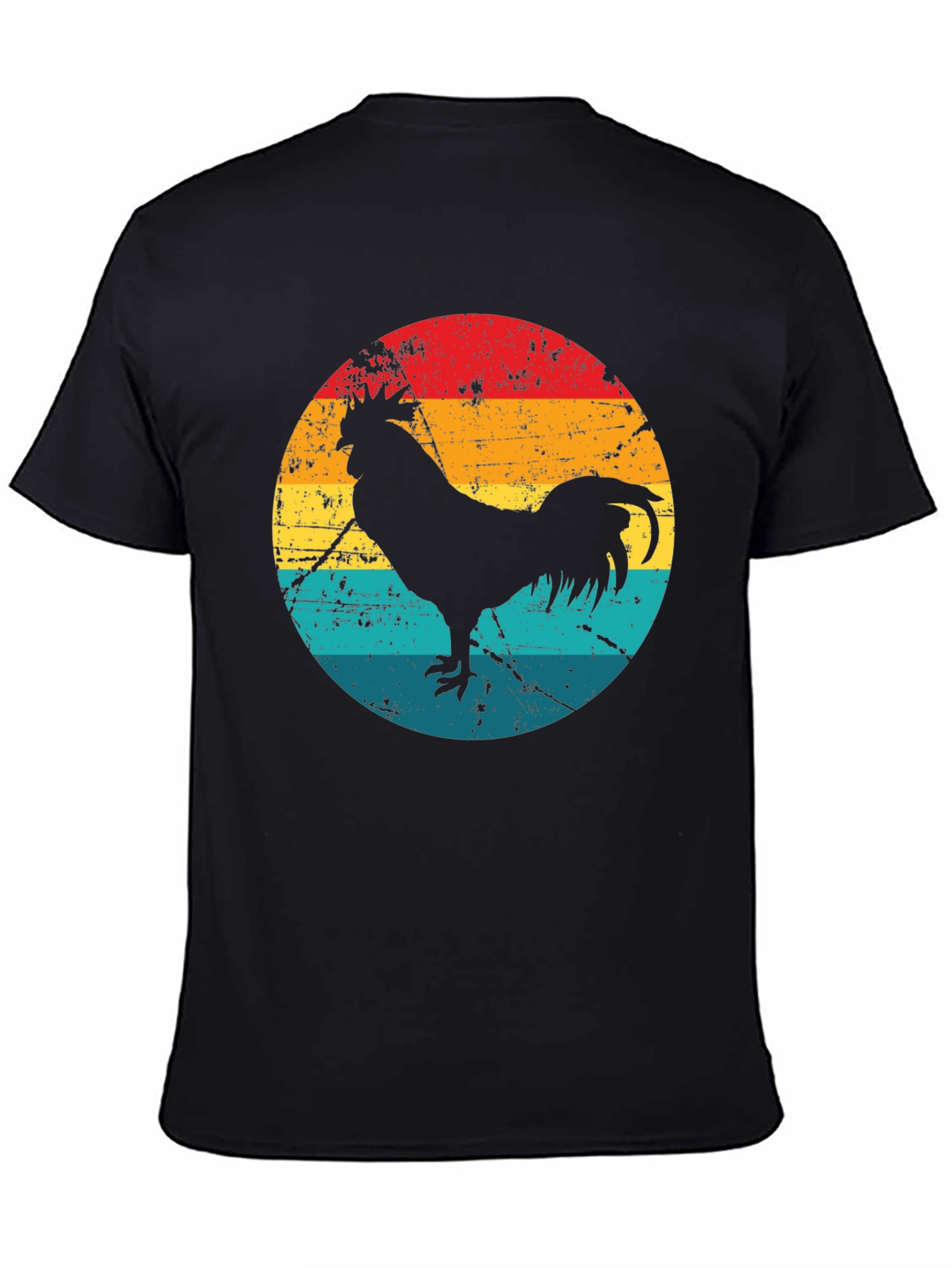 Retro Rooster Graphic Tee - Black