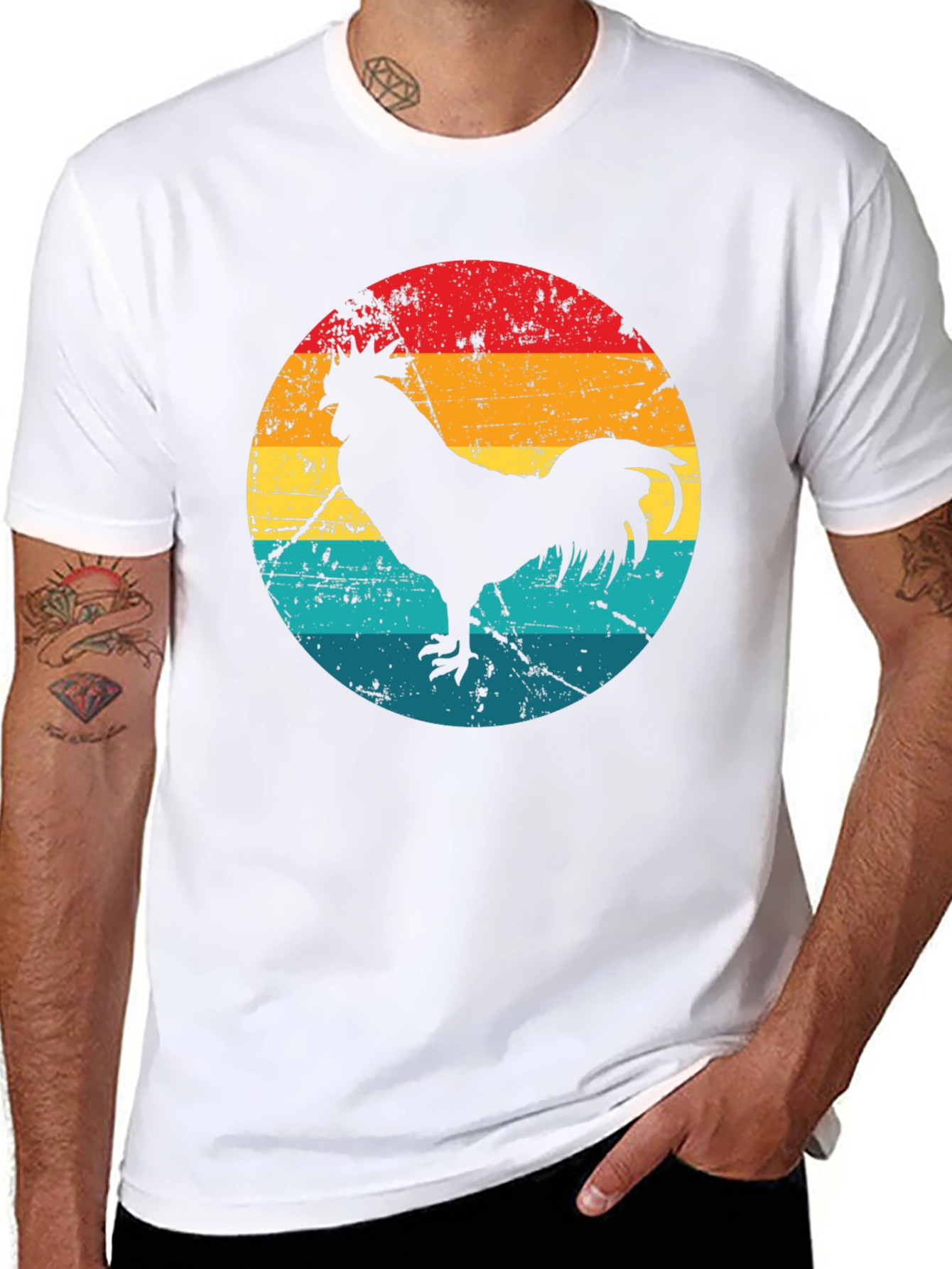 Retro Rooster Graphic Tee - Black