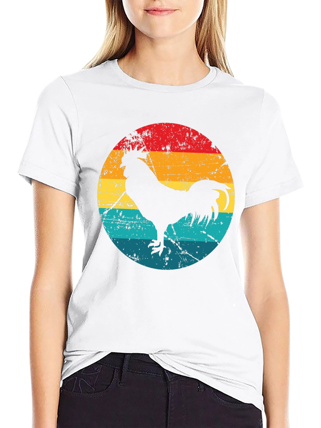 Retro Rooster Graphic Tee - Black