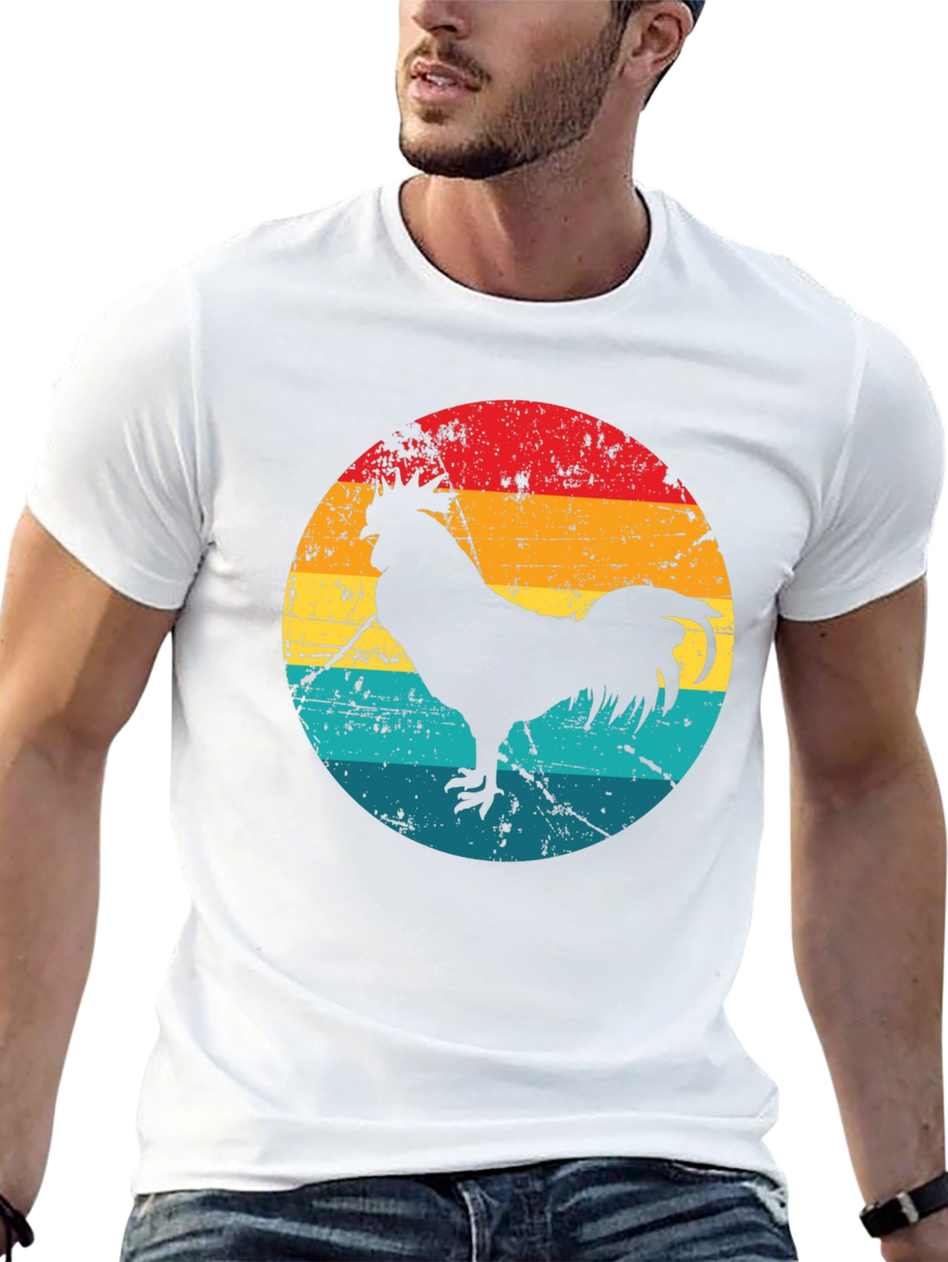 Retro Rooster Graphic Tee - Black