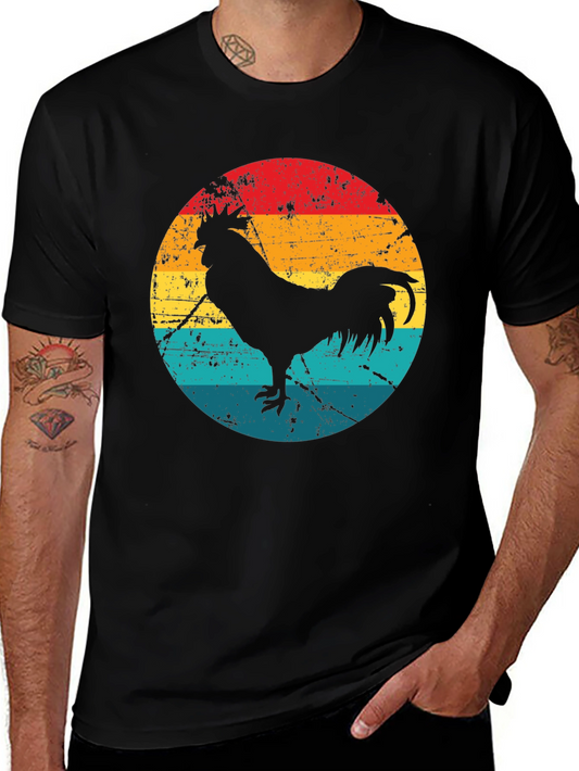 Retro Rooster Graphic Tee - Black
