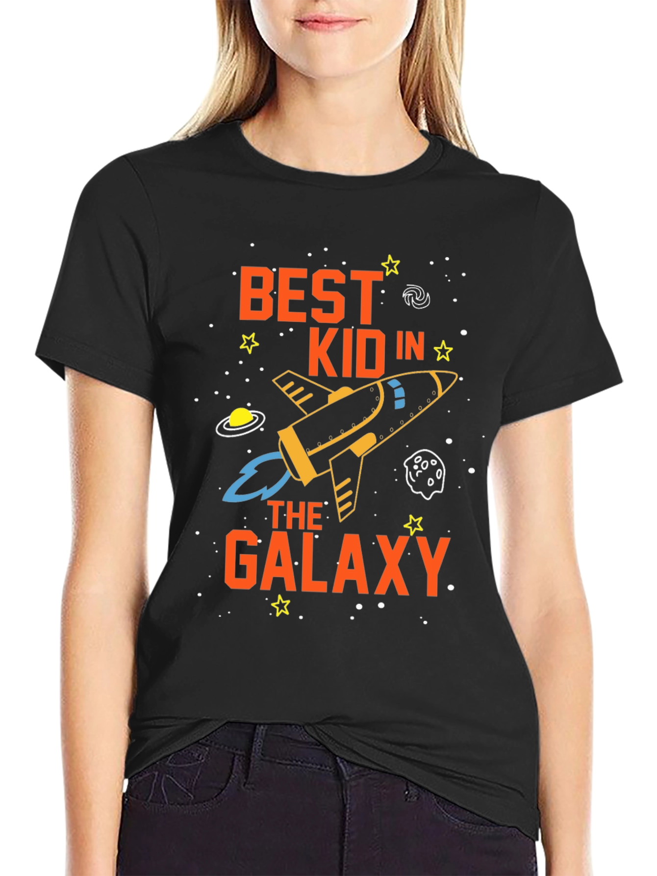 Best Kid in the Galaxy Black Graphic Tee Shirt