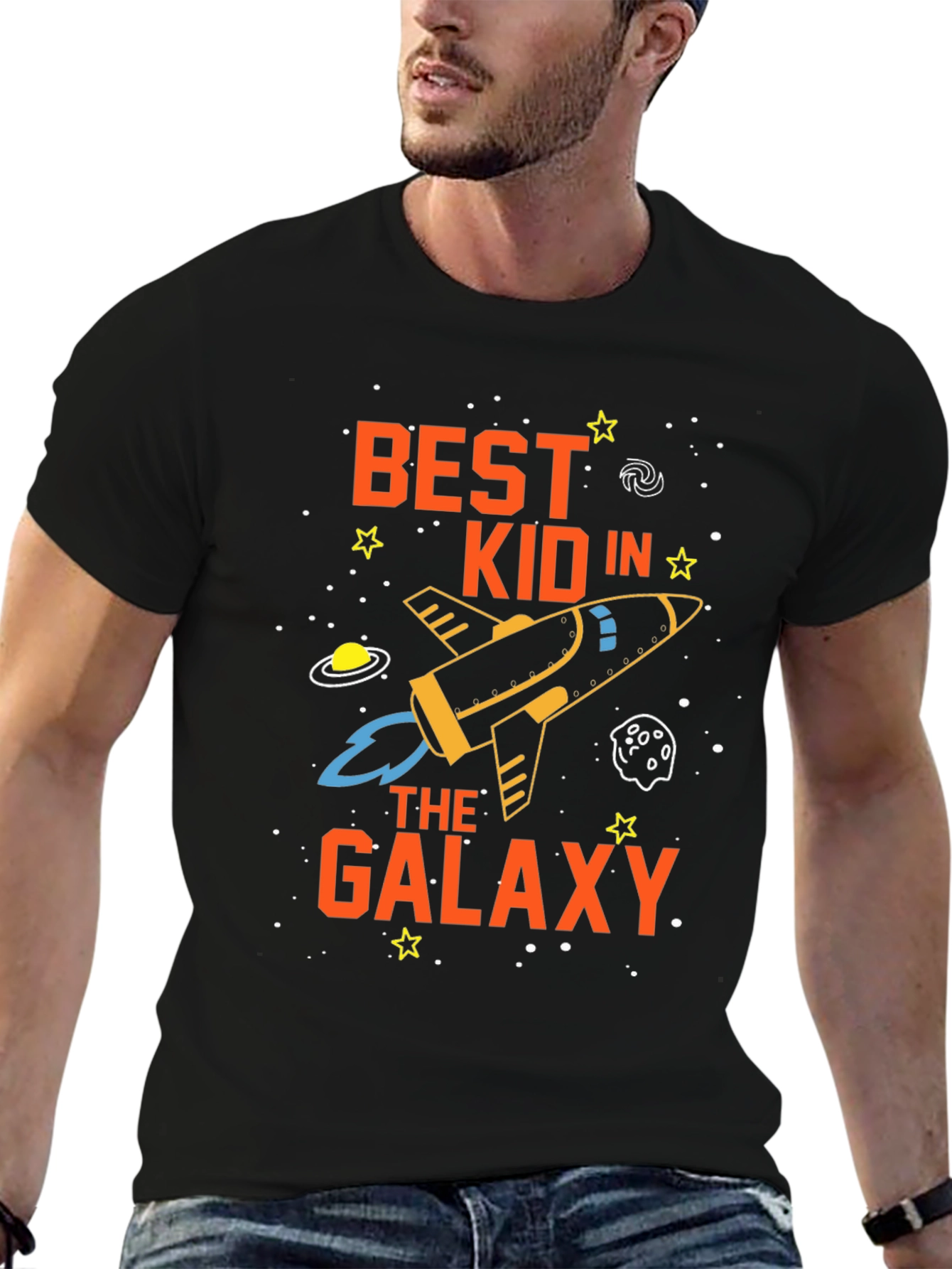 Best Kid in the Galaxy Black Graphic Tee Shirt