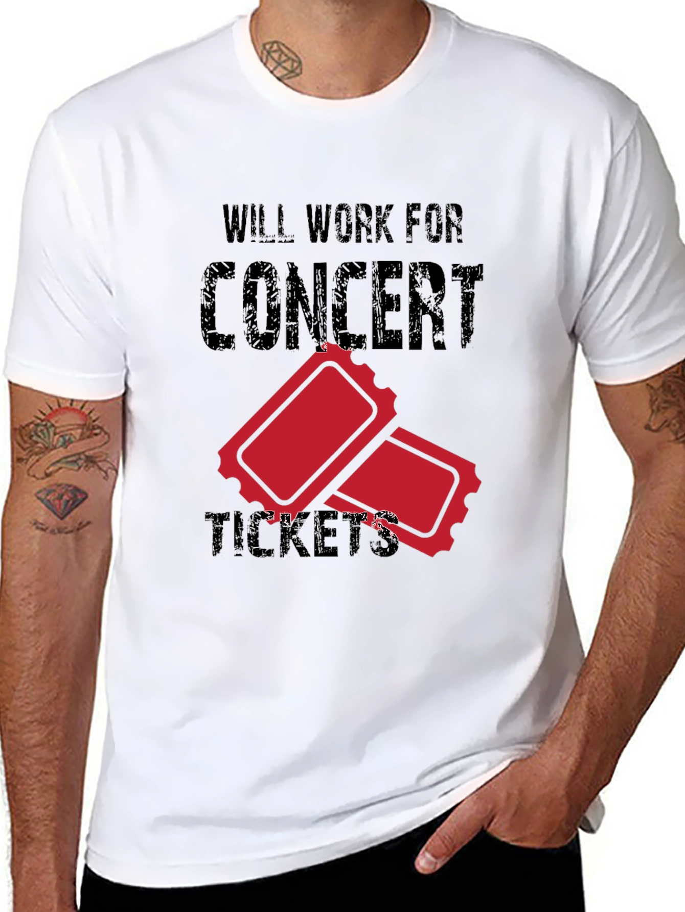 Will Work for Concert Tickets Graphic Tee