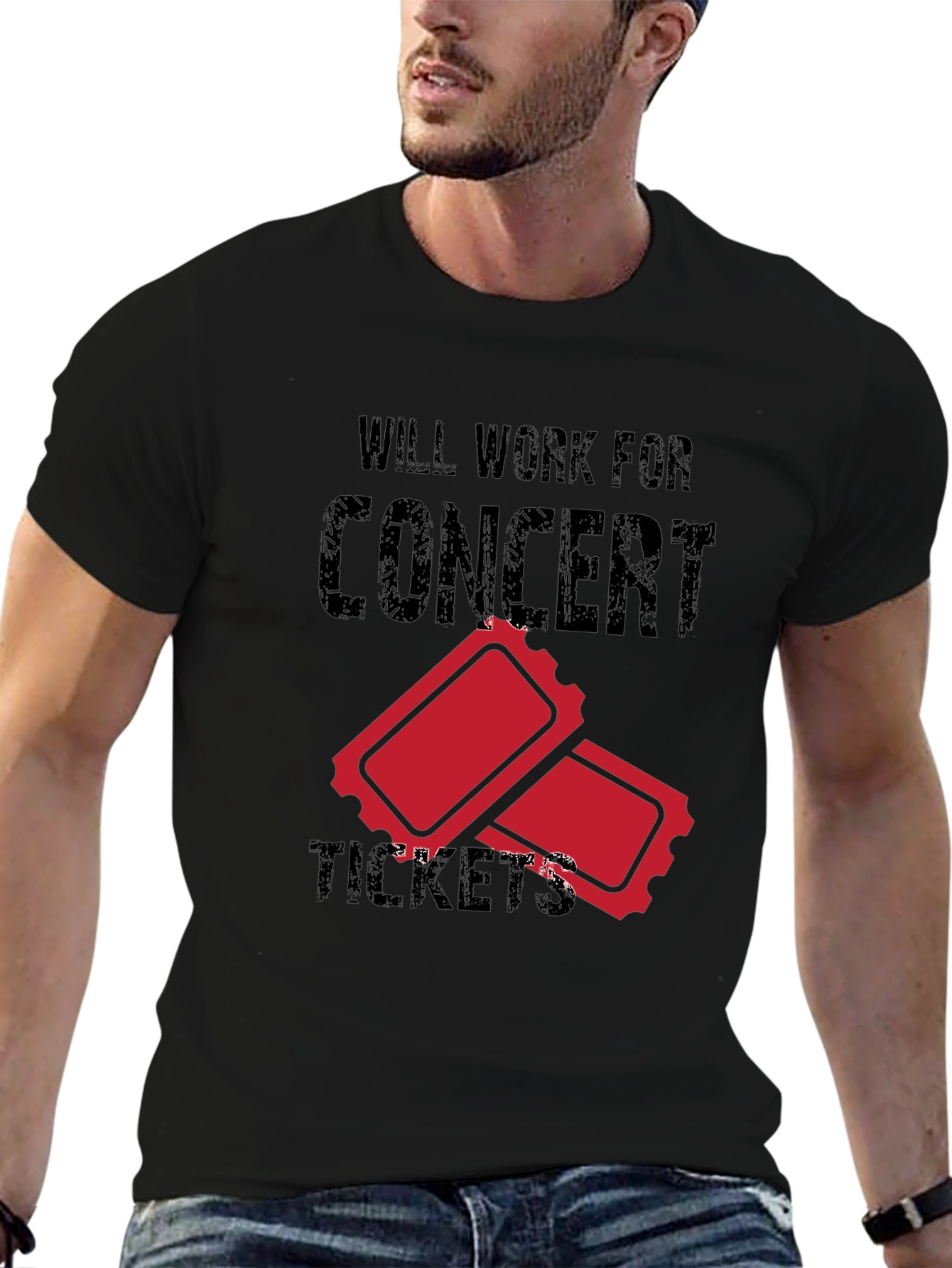 Will Work for Concert Tickets Graphic Tee