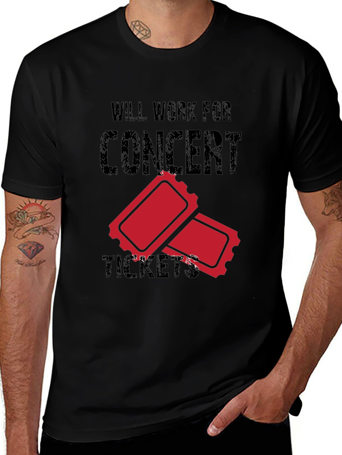 Will Work for Concert Tickets Graphic Tee