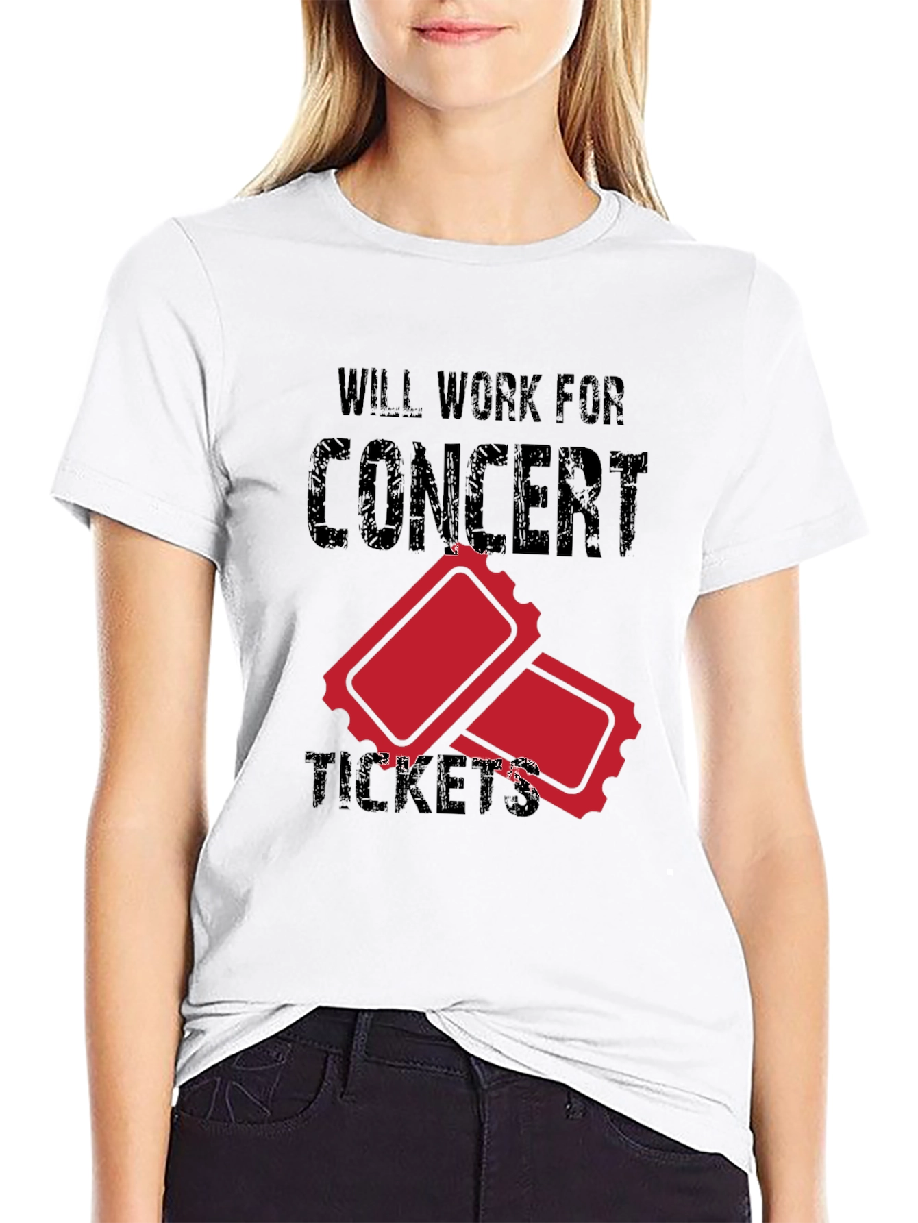 Will Work for Concert Tickets Graphic Tee