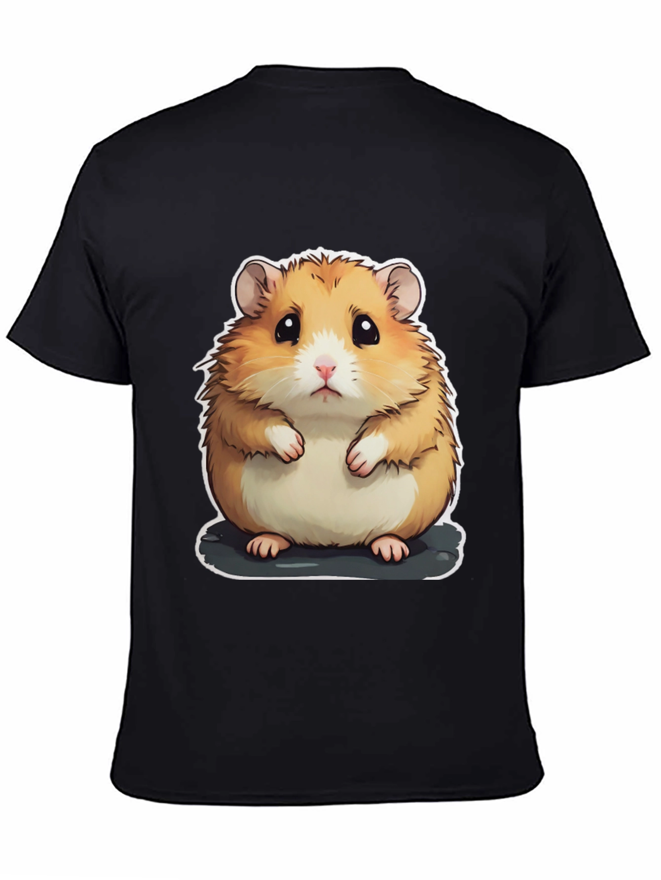 Cute Hamster Graphic Tee - Unisex Black T-Shirt